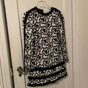 Alexis dress with leather black trim